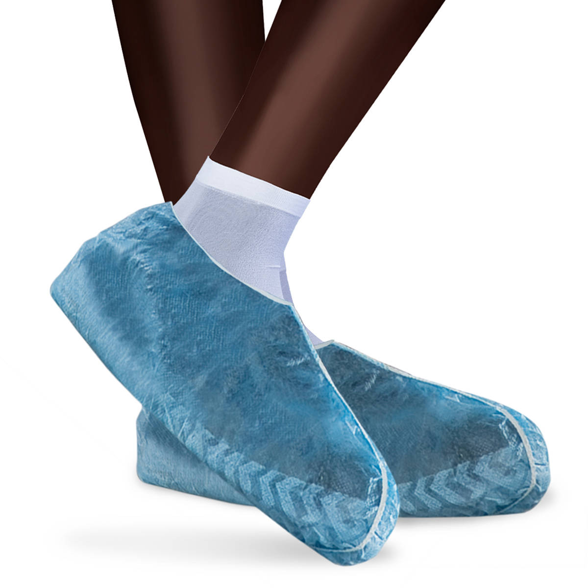 Legs with non-woven shoe covers