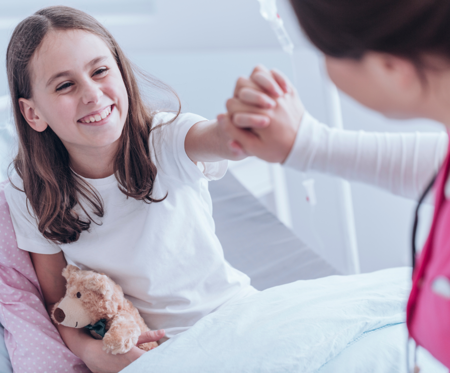 girl in hospital bed